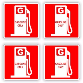 Unbranded/Generic 4 pack - 3"x3" Square GASOLINE ONLY Vinyl Stickers Decals Pump Gas Can Tank