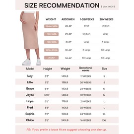 POSHDIVAH Women's Maternity Skirt Over The Belly Midi High Waisted Solid Stretchy Pregnancy Pencil Skirt Khaki Small