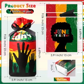 Funnymoom 48 Pcs Juneteenth Bags June 19 Gift Drawstring Bags Plastic Goodie Treat Bag for Independence Freedom Day African Candy Cookie Party Favor Supplies(Popular)(Popular)