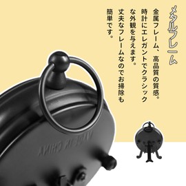 BESTIME AM-07 black metal desk clock, small and exquisite, white dial and black numbers are easy to read, height 14.9 x width 9.3 x 6.8 cm, home decoration for office desk, bedroom, living room, study