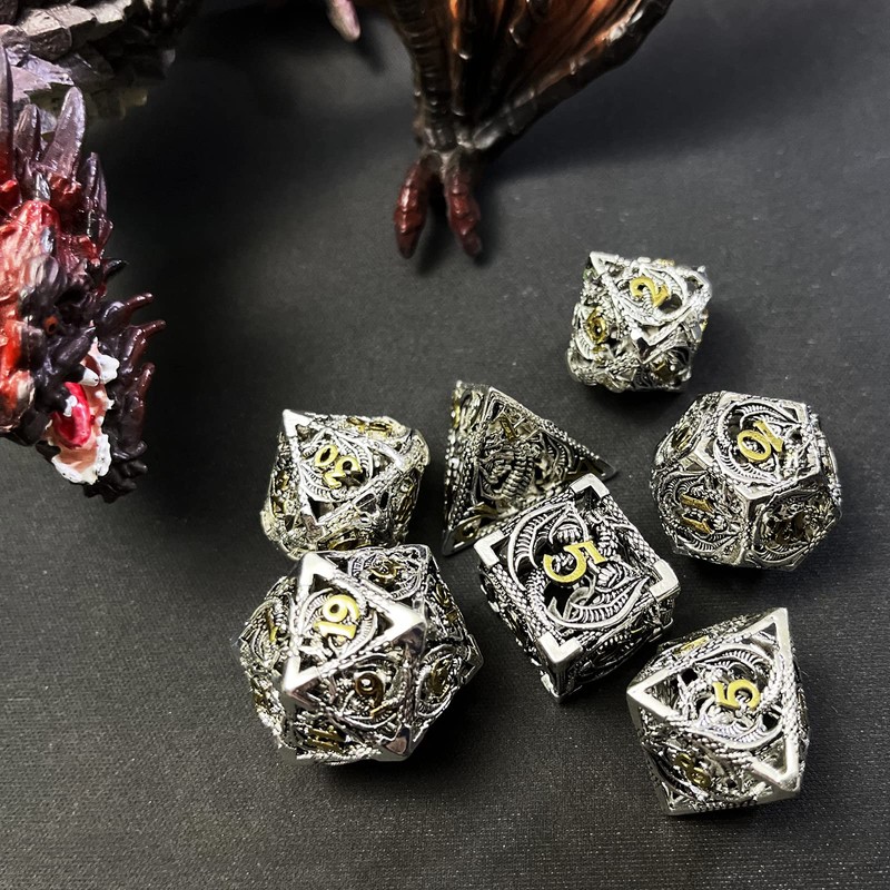 Hollow Metal DND Dice Set Game D and D Dice