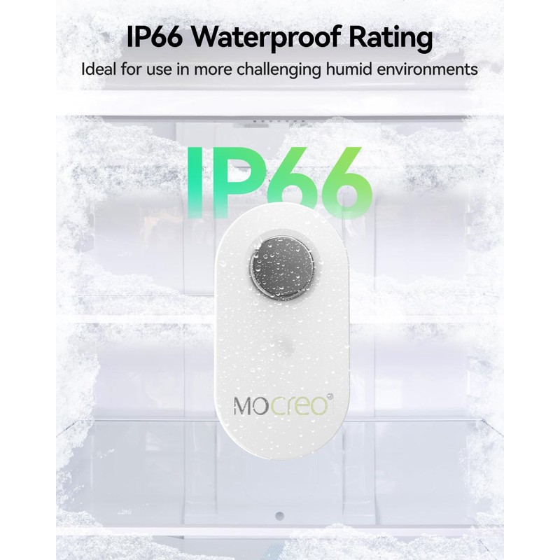 MOCREO LS1 Long Range Thermometer Freezer Alarm, IP66 Waterproof, App