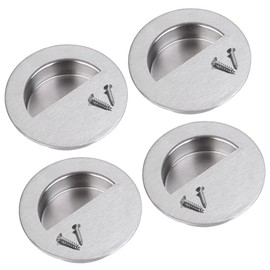 Mesee Set of 4 Stainless Steel Recessed Handles, Sliding Door, Recess Handle, 60 mm Round Inlet Handle, Handle Shell Sliding Door, Inlet Handle Concealed Pull Handles for Cabinet, Drawers, Cupboard,