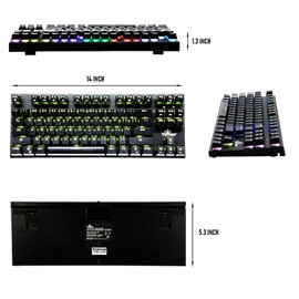 YEYIAN SPARK Mechanical Gaming Keyboard, 87 TKL RGB LED Backlit 16M Color Keys, OUTEMU Red Hot-Swappable Switches, Cherry MX Equivalent, 13 Modes, 50M Keystrokes, Steel Frame, Braided Cable Tenkeyless