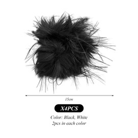 Pack of 4 Feather Cuffs, Fur Cuffs, Fur Bracelets, Party Accessory Cuffs, Feather Hair Elastics, Hair Accessories for Women