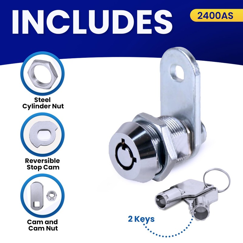 FJM Security MEI-2400AS-KA Tubular Cam Lock for Smart Home, Cabinet