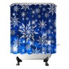 FuShvre Snowflakes Shower Curtain Dark Blue Christmas Bathroom Curtain with