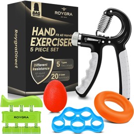 roygra Grip Strength Trainer (5 Pack), Forearm Strengthener Exerciser, Hand Strengthening Devices, Finger Strengthener, Workout Exercise Fitness Equipment, Baseball Climbing Calisthenics Basketball