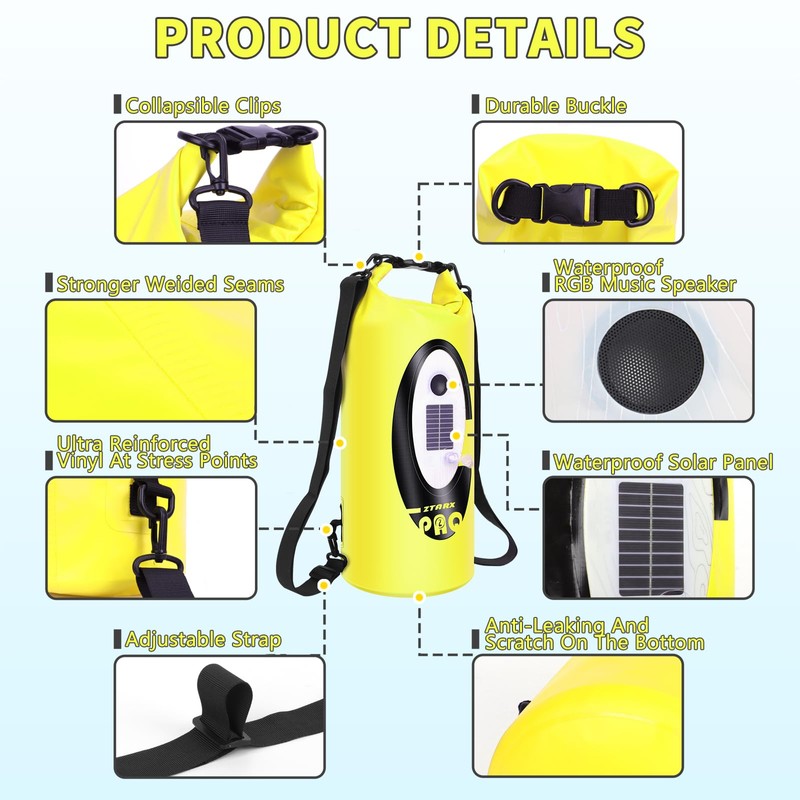 LexonElec x ZTARX Waterproof Dry Bag, 10L Roll Top Dry