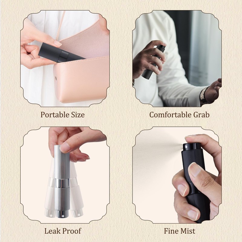 LISAPACK 8ml Perfume Atomizer Spray Bottle, 1pcs Travel Cologne Sprayer