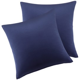 PiccoCasa Luxury 100% Cotton Pillow Cover, Zippered Pillow Case, Fade Resistant, Smooth, Soft, Smooth to the Touch, Sweat Absorbent, Quick Drying, Plain, All Seasons, 4 Colors to Choose from, Navy,