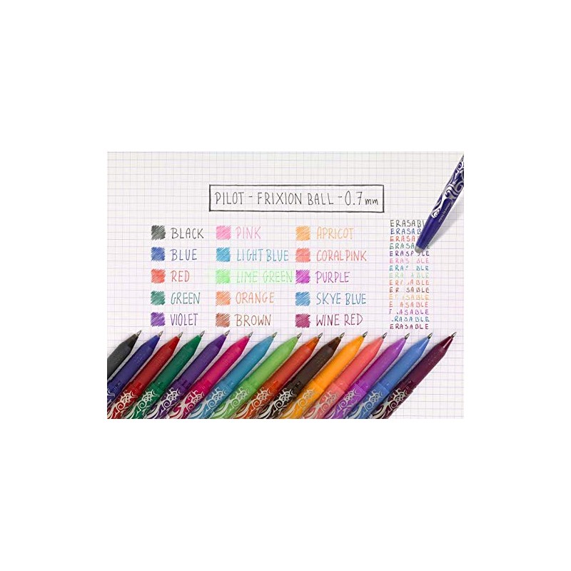 PILOT Frixion Erasable Rollerball Pen 0.7mm Tip- Coral Pink, Box