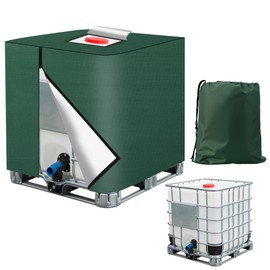 BUCOMTU IBC Tank Cover 1000L, 420D IBC Container Cover, IBC Water Tank Cover 1000L - UV Protection Tarpaulin, Weatherproof & Dustproof with Storage Bag (120 x 100 x 116 cm) (Green)