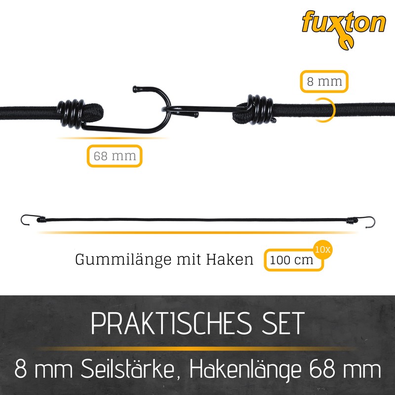 fuxton fuxton 10 Tie Down Straps with Hooks, 100 cm