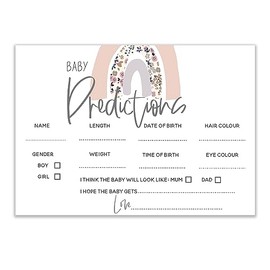 Baby Shower Game - Pack of 10 Baby Boho/DITSY RAINBOW Prediction Cards - Predict The Weight/Date (BSDITSYPRED10)