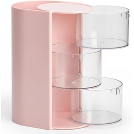Soporte para cepillos de pelo, organizador de brochas maquillaje giratorio 3 niveles, almacenamiento accesorios para el cabello transparente giratorio 180° con tapa a prueba polvo, sop