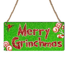 Festive Cheer Unleashed: Wooden Plaque - 19cm x 9cm, Ideal Christmas Decoration Gift for the Holiday Season Christmas Festive Decor (Mdf Wood Indoor Use Only 19cm x 9cm, Grinchmas Green)