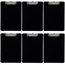 Trade Quest Plastic Clipboard Opaque Color Letter Size Low Profile Clip (Pack of 6) (Black)