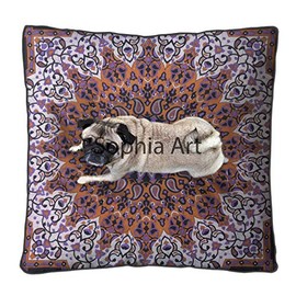 Sophia Art Indian Hippie Star Mandala Floor Pillow Cover Square Ottoman Pouf Cover Daybed Oversized Cotton Cushion Cover Heavy Duty Zipper Seating Ottoman Poufs Dog-Pets Bed 35" (Multi)