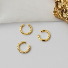 ZORVUJI Set Boho Crystal Ear Cuff Earrings Double Lines Ear Cuffs Minimalist Fake Helix CZ Hoop No Earrings Jewellery for Women and Girls (Gold)