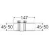SANEI PT48-5 Bath Long Jabbalah Connecting Bathtub to Bathtub, Pipe