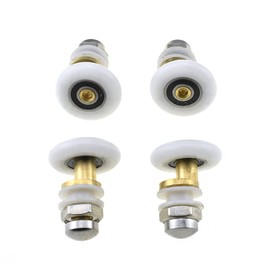 Hahiyo 27mm Diameter Brass Shower Door Wheels with Stainless Steel Screws Smooth Rolling Easy Install Durable Nylon Rollers Runners Ball Bearings 4 Sets for Bathroom Kitchen Drawers Track System
