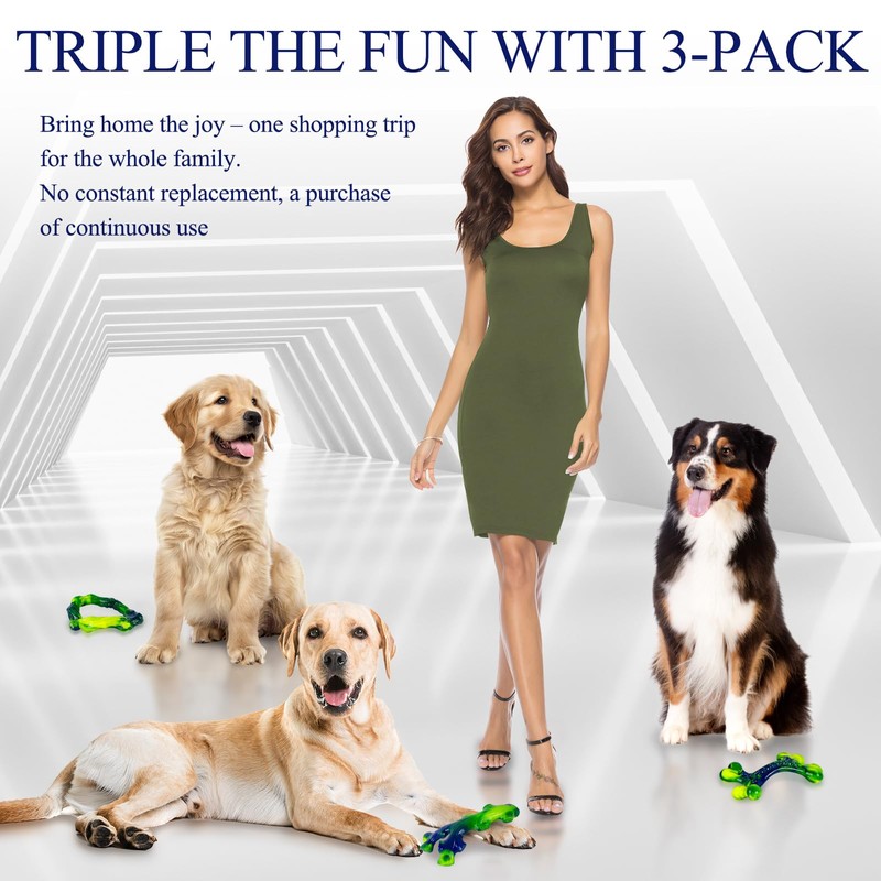 Frienhund 3-Pack Indestructible Nylon Dog Chew Toys for Aggressive Chewers