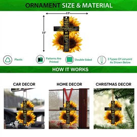 Talataca Sunflower Jesus God Way Maker Christian Bible Verse 2D Flat Car Rear View Mirror Accessories Christmas Tree Ornament Decoration Hanging Charm Interior Rearview Pendant Decor Gift