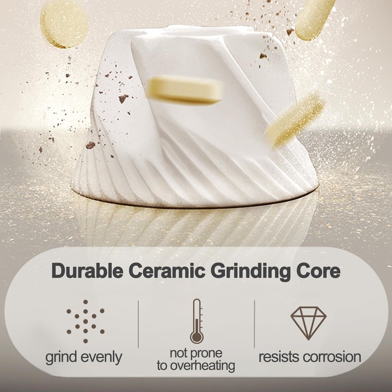 DUBSTAR Pill Crusher, Adjustable Fineness Pill Crusher Fine Powder, Ceramic