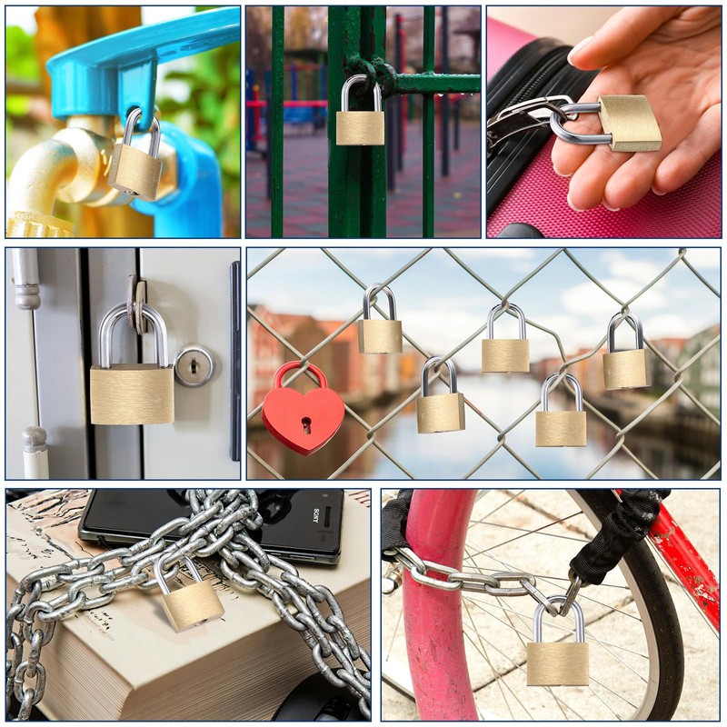 Yaocom 24 Pcs Solid Brass Keyed Padlock, Small Yellow Gym