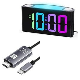 BoxWave Cable Compatible with PPLEE Alarm Clock (7in) - SmartDisplay Cable - USB Type-C to HDMI (6 ft), USB C/HDMI Cable - Jet Black