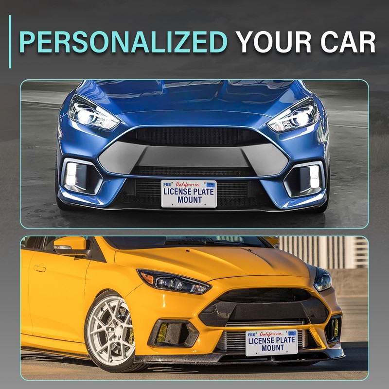 No Drill Front Bumper License Plate Mount Compatible with Ford