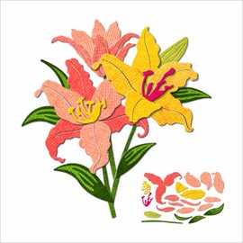 XMZZMX Splicing Lily Flowers Metal Cutting Dies for Card Making, Paper Embossing Die Cuts Kit Templates, Storage Pockets Supplies, Photo Frame Album DIY Scrapbooking Stencils Sets