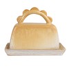Bloomingville Stoneware Butter Dish with Scalloped Handle, Caramel