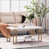 White Marble Print Coffee Table with Gold Metal Legs, 2
