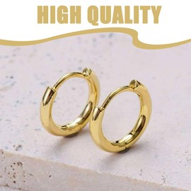 SULIUDAJI Women's Gold Hoop Earrings Set, Stainless Steel Gold Plated Small Gold Hoop Earrings, Hypoallergenic Lightweight Cartilage Hoop Earrings, Suitable for Multiple Ear Holes