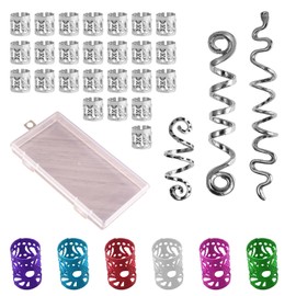 34 Piece Braid Ring Set, Spiral Dirty Hair Clip Jewellery Spiral Clip Hollow Braided Hair Extension Ring with 1 Storage Box for DIY Hair Braid Ponytail Decoration Box