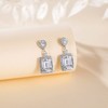 EAMTI Silver Dangle Earrings for Women Cubic Zirconia Emerald Cut
