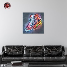 Notoriart Colorful Lights Sneaker Gallery Wrapped Sneaker 1 Piece Canvas Wall Art, 30" x 30", Gallery Wrapped