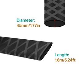 Heat Shrink Wrap Tubing Sleeve X-Tube for Fishing Rods Grip Handle Cork with Non Slip and Insulation 5.24ft Length (Diameter 45mm, Black)