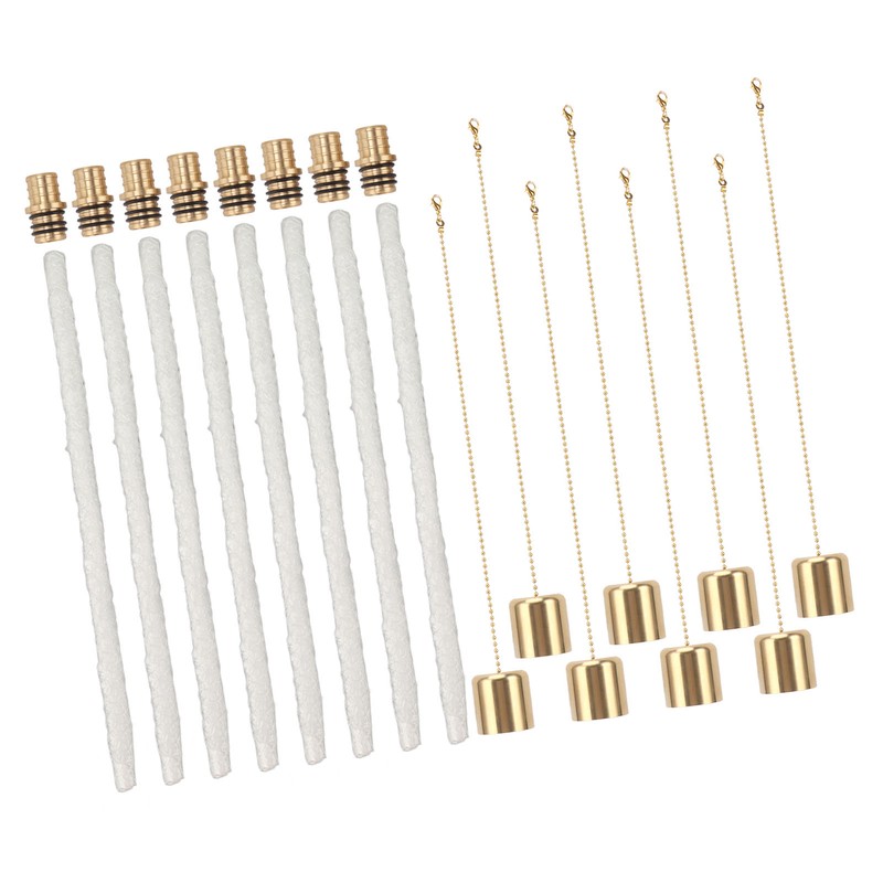 8Pack Wine Bottle Torch Kit Long Life Torch Wicks Brass