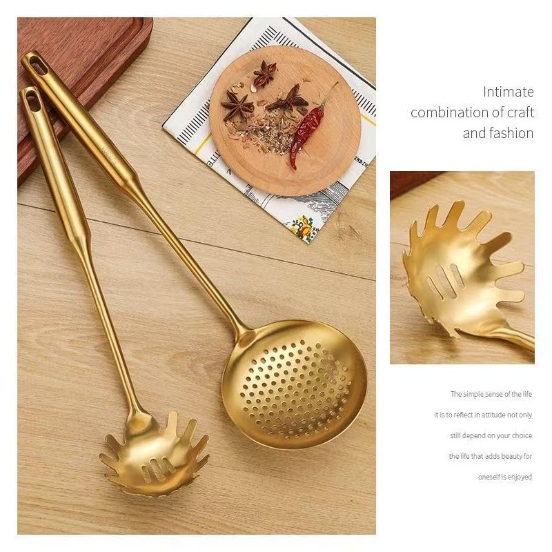 Premium 7-Piece Gold Kitchen Utensil Set with Stand, Stainless Steel