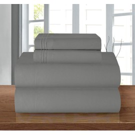 Elegant Comfort Luxury Soft 1500 Thread Count Egyptian 3-Piece Premium Hotel Quality Wrinkle Resistant Coziest Bedding Set, All Around Elastic Fitted Sheet, Deep Pocket, Twin/Twin XL, Grey