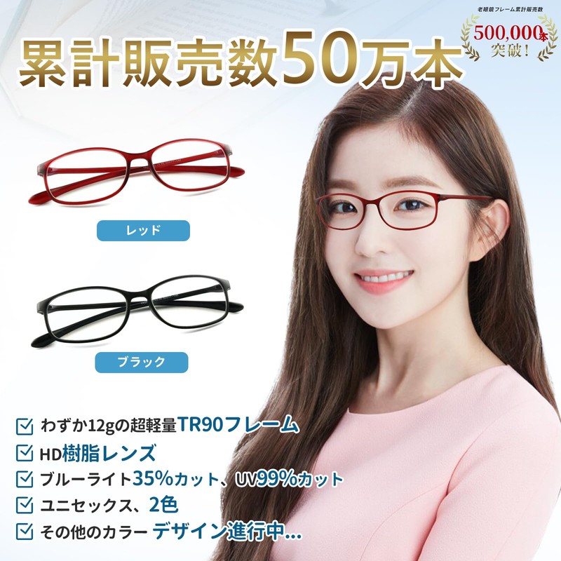 [Zessilo] 老眼鏡 おしゃれ 軽量形状記憶 フレーム ウェリントンフレーム老眼鏡 つや消しの質感 老眼用メガネ レディース メンズ