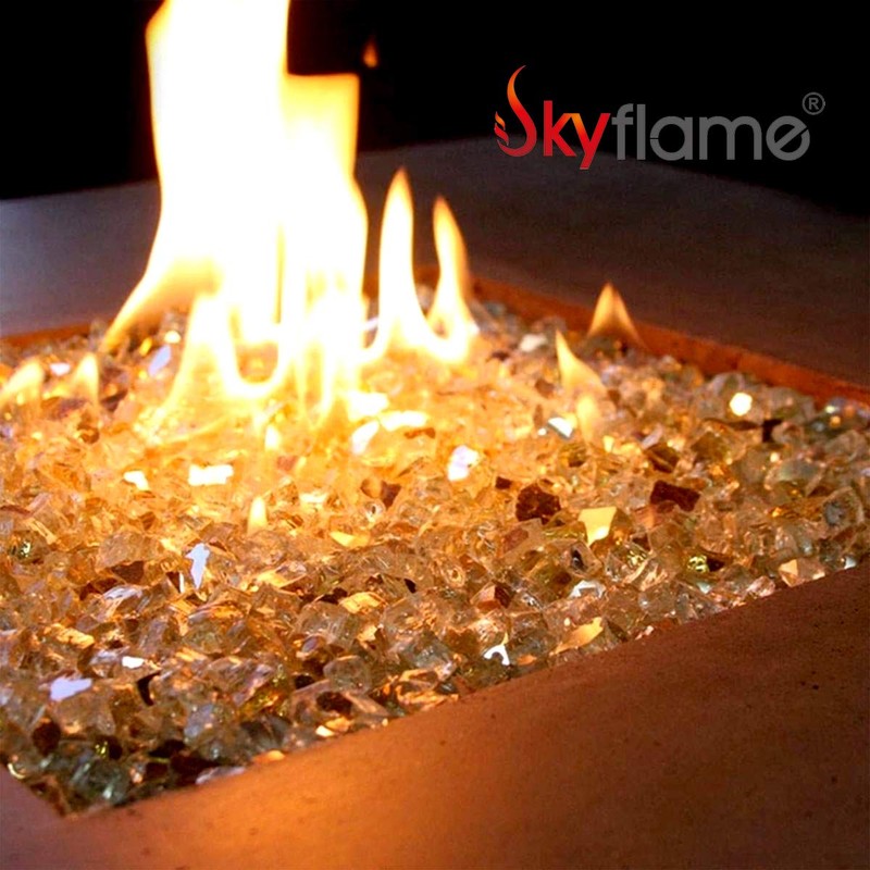 Skyflame High Luster 10-Pound Fire Glass for Fire Pit Fireplace