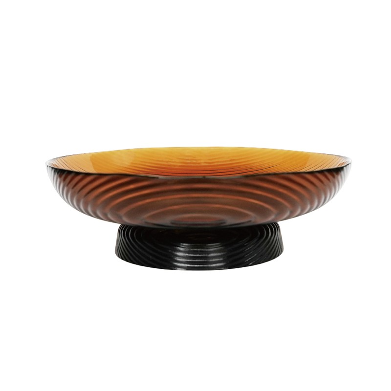 seicasaya 12” Ribbed Pedestal Decorative Bowl - Elegant Glass Centerpiece