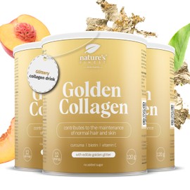 Nature’s Finest by Nutrisslim Golden Collagen 360 g - Collagen Supplements for Women with Gold Glitter - High Strength Hydrolyzed Bovine Collagen Powder Type 2 with Biotin, Vitamin C and Curcuma