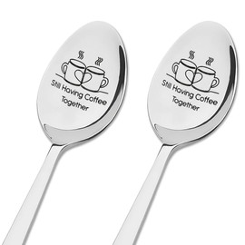 Couple Christmas Presents for Husband Wife Spoons for Girlfriend Boyfriend Birthday Gifts for Fiance Engagement Gifts for Fiancee Still Having Coffee Together Spoon 2Pcs