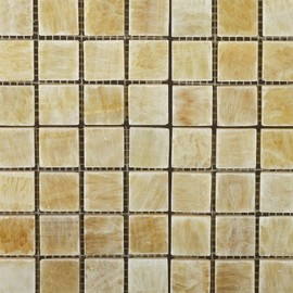 Honey Onyx 1 X 1 Polished Premium Mosaic Tile on Mesh - Box of 5 sq. ft.