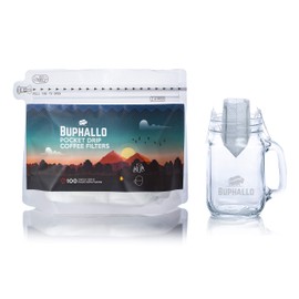 Buphallo Canadian Pocket Drip Coffee Filter 100pcs - Single-Serve Pour Over Filter - Convenient Premium Food Grade - Portable use for Travel, Camping, Office, Vacation, on The go